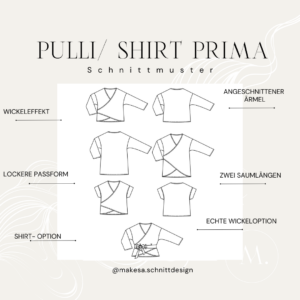 Pulli/ Shirt/ Wickeljacke PRIMA – Papierschnittmuster 158 168 178cm